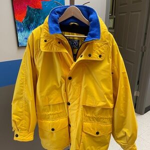 Men's Yellow Ski Jacket with Blue Accents